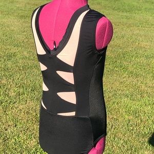 Balera Girls Black Leotard w/ Mesh Inserts - Size IC